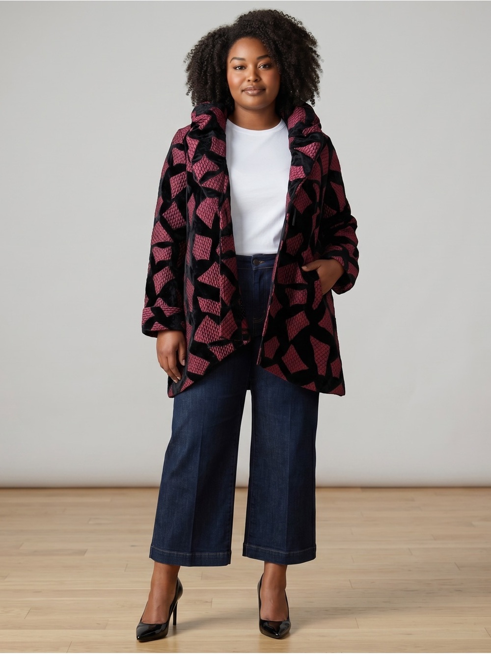 Moonlight by Y&S Wired Ruffle Neck Jacket - Asymmetrical Art to Wear - L